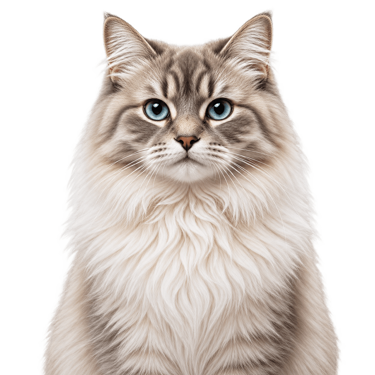 Illustrated long-haired cat portrait used as decorative CuddleCuts pet artwork.